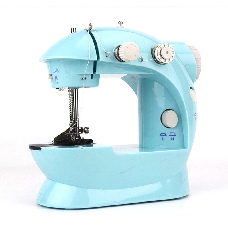 foto del prodotto dewin macchina da cucire elettronica 202a, mini macchina da cucire con 99 accessori da cucito e tavolo allungabile blu 