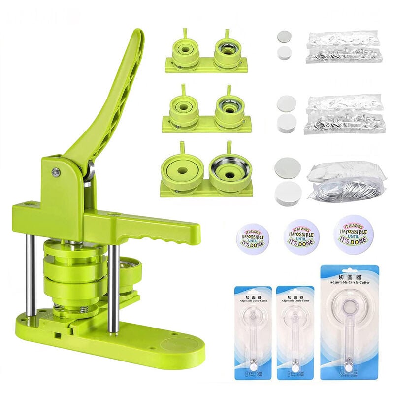 foto del prodotto dewin macchina per la creazione di bottoni fai da te 25mm 32mm 58mm punzonatrice per badge con parti di bottoni da 300 pezzi verde 