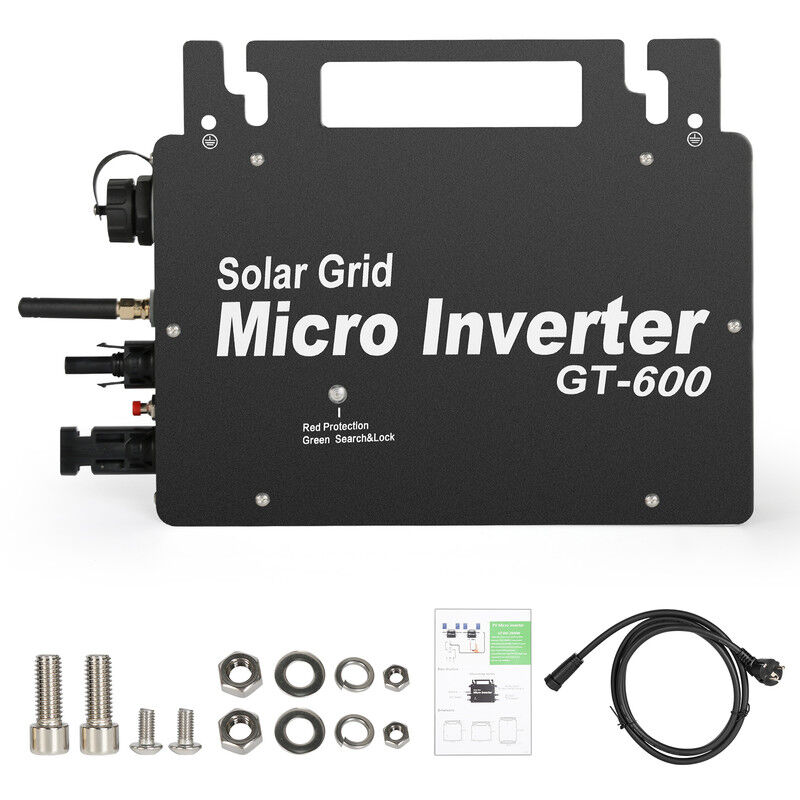 foto del prodotto dewin micro inverter con collegamento a rete per pannello solare da 600 w con app di comunicazione wifi monitoraggio spina ac 220v eu