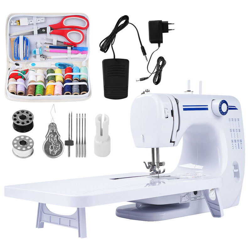 foto del prodotto dewin mini macchina da cucire 608a, macchina da cucire elettrica portatile per principianti con scheda di espansione e kit da cucito eu