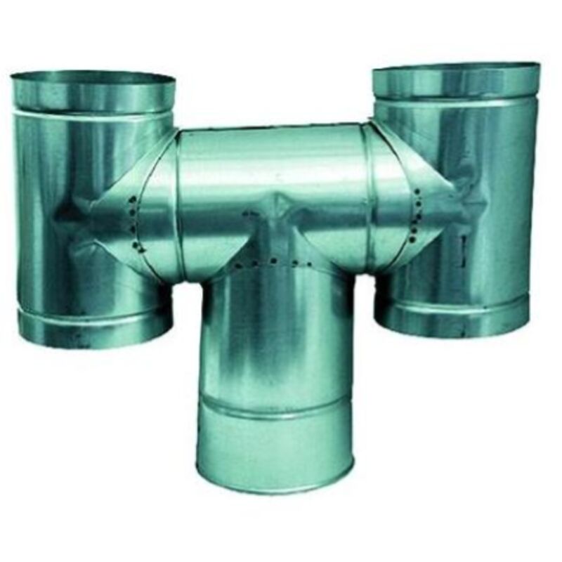 foto del prodotto dfl fumaiolo comignolo ad h antivento in lamiera zincata 200 mm 20 cm camino attacco maschio