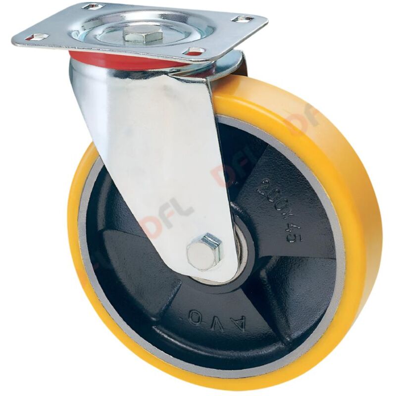 foto del prodotto dfl ruota per carrelli a supporto girevole in acciaio con dado autobloccante mm 100 x 25 port. kg 120