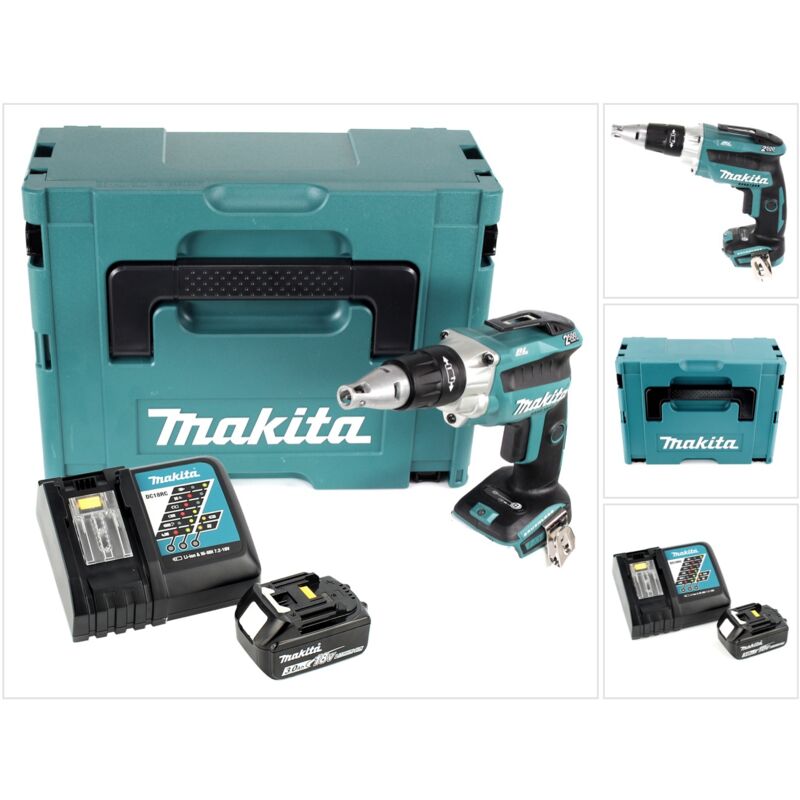 foto del prodotto dfs 250 rf1j avvitatore per cartongesso a batteria 18v brushless 1x batteria 3,0 ah caricabatterie valigetta makpac makita