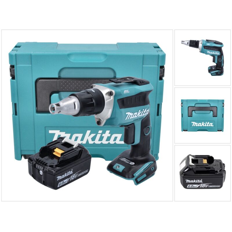 foto del prodotto dfs 452 g1j 18 v avvitatore a batteria senza spazzole per cartongesso 1x batteria 6,0 ah makpac senza caricabatterie makita