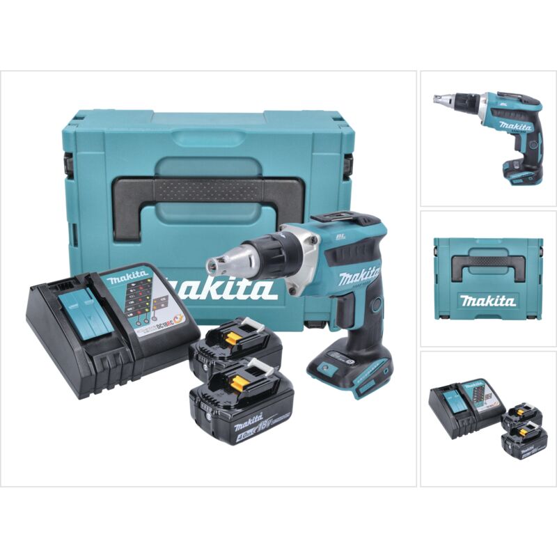 foto del prodotto dfs 452 rmj avvitatore per cartongesso a batteria 18v brushless 2x batterie 4,0ah caricabatterie valigetta makpac makita