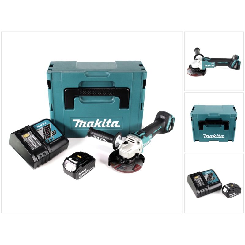 foto del prodotto dga 504 rf1j 18 v smerigliatrice angolare brushless a batteria 125 mm in valigetta makpac 1x batteria 3,0 ah caricatore makita