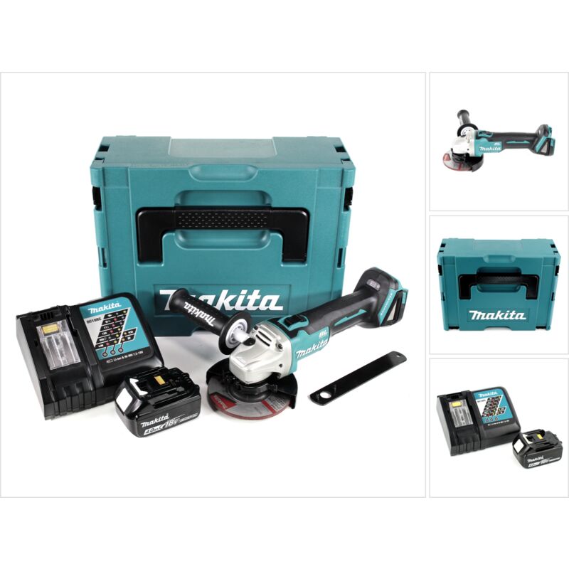 foto del prodotto dga 504 rm1j 18 v smerigliatrice angolare brushless a batteria 125 mm in valigetta makpac 1x batteria 4,0 ah caricatore makita