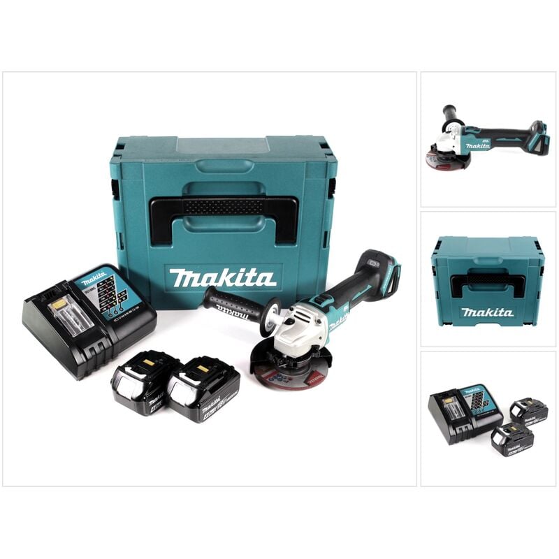 foto del prodotto dga 504 rmj 18 v smerigliatrice angolare brushless a batteria 125 mm in valigetta makpac 2x batterie 4,0 ah caricatore makita