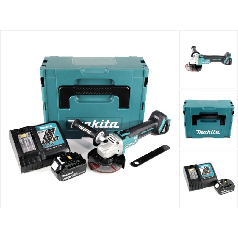 foto del prodotto dga 504 rt1j 18 v smerigliatrice angolare brushless a batteria 125 mm in valigetta makpac 1x batteria 5,0 ah caricatore makita