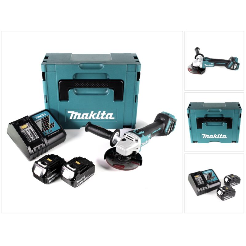 foto del prodotto dga 511 rfj smerigliatrice angolare a batteria 18v 125 mm in valigetta makpac 2x batterie 3,0 ah caricatore rapido makita