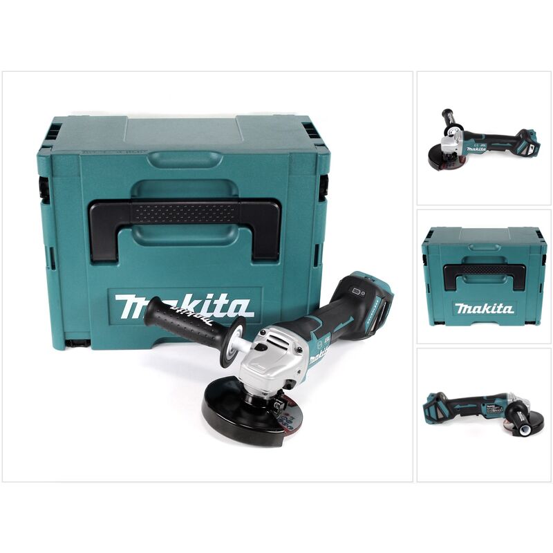 foto del prodotto dga 517 zj smerigliatrice angolare a batteria 18v 125mm in valigetta makpac senza batteria, senza caricabatterie makita