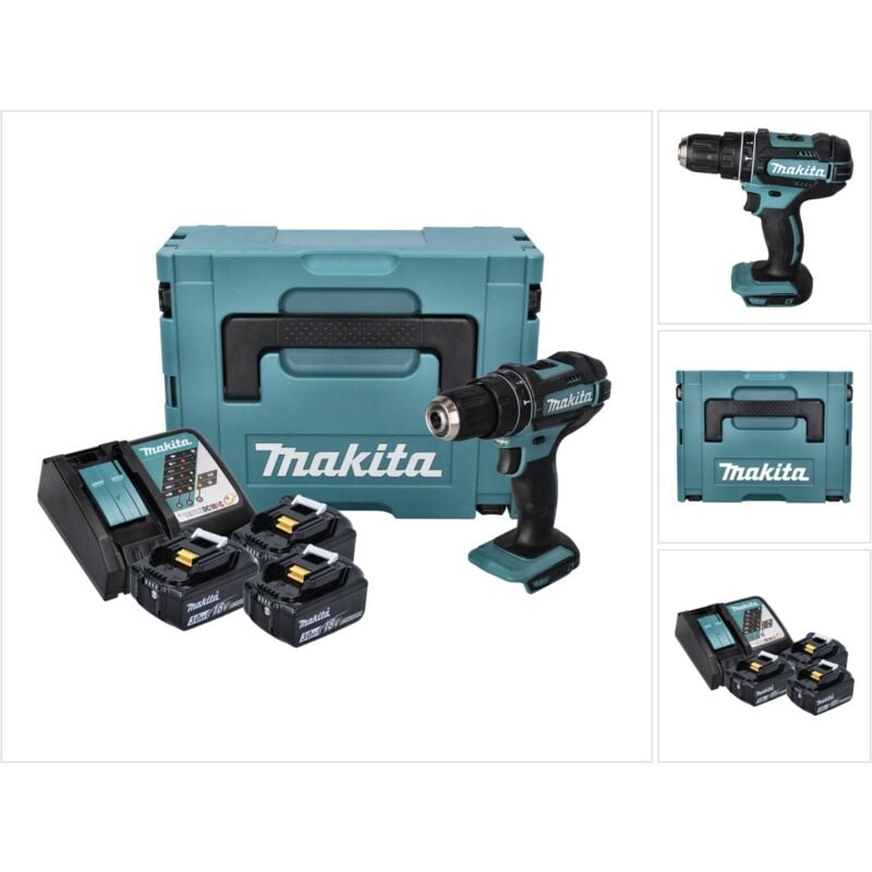 foto del prodotto dhp 482 rf3j trapano a percussione a batteria 18 v 62 nm 3x batteria ricaricabile 3,0 ah caricabatterie makpac makita