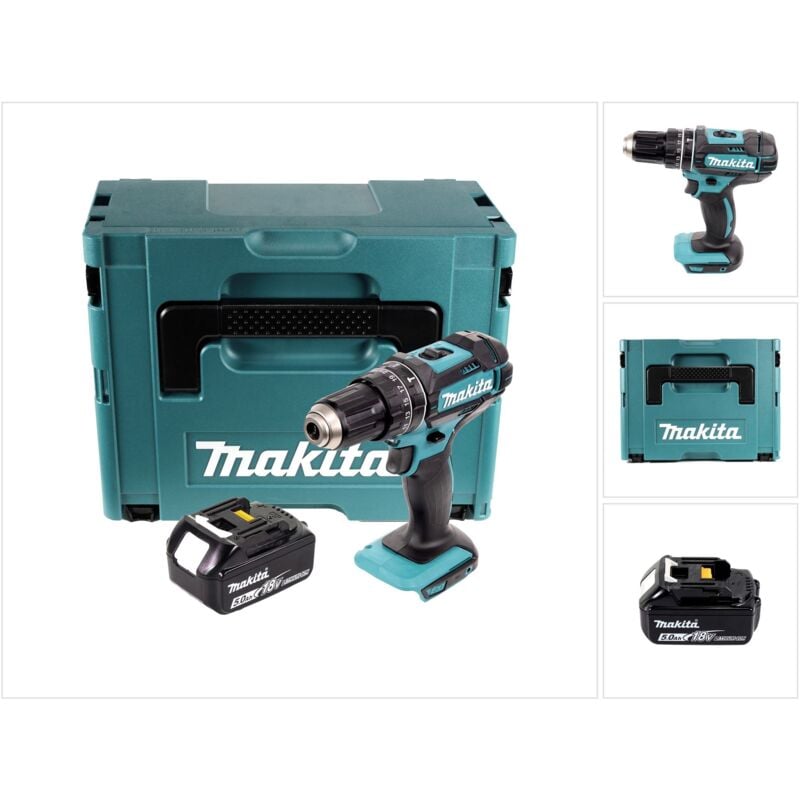 foto del prodotto dhp 482 t1j trapano a percussione a batteria 18 v 62 nm 1x batteria ricaricabile 5,0 ah makpac senza caricabatterie makita