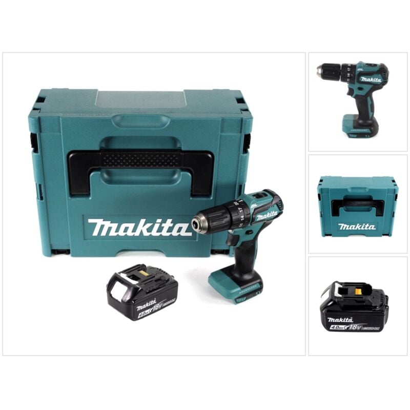 foto del prodotto dhp 483 m1j trapano avvitatore a percussione a batteria 18 v 40 nm 1x batteria 4,0 ah valigetta makpac senza caricatore makita