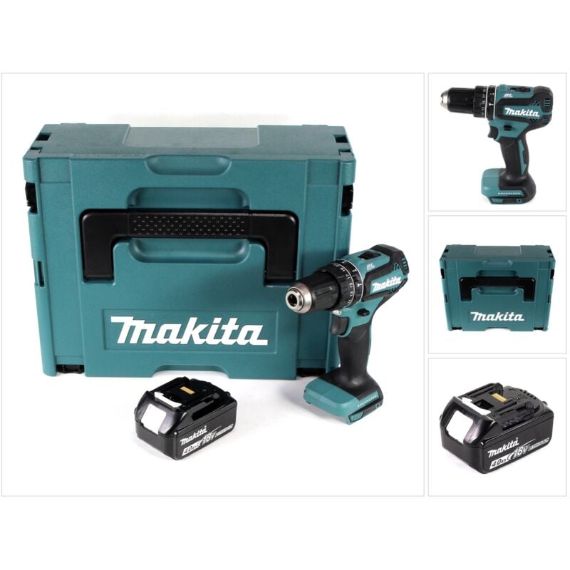 foto del prodotto dhp 485 m1j trapano avvitatore a percussione a batteria 18 v in valigetta makpac 1x batteria 4,0 ah senza caricabatterie makita