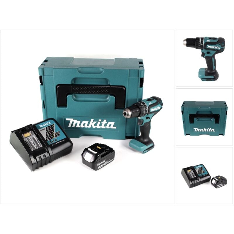 foto del prodotto dhp 485 rt1j trapano avvitatore a percussione a batteria 18 v in valigetta makpac 1x batteria 5,0 ah caricabatterie rapido makita