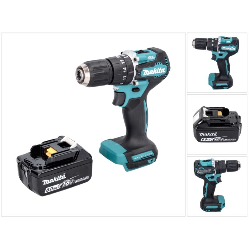 foto del prodotto dhp 487 g1 18 v 40 nm brushless trapano avvitatore a percussione senza filo 1x batteria 6,0 ah senza caricabatterie makita