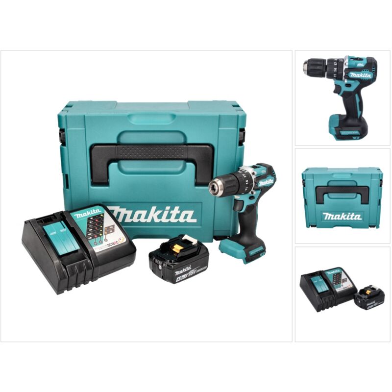 foto del prodotto dhp 487 rm1j 18 v 40 nm brushless trapano avvitatore a percussione senza filo 1x batteria 4,0 ah caricabatterie makpac makita