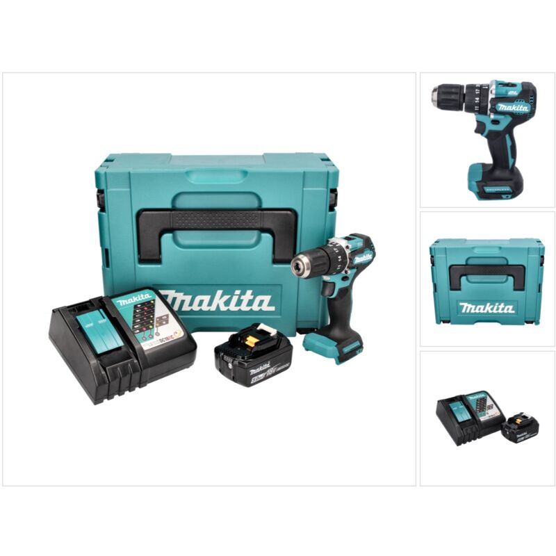 foto del prodotto dhp 487 rt1j 18 v 40 nm brushless cordless drill 1x 5.0 ah batteria caricabatterie makpac makita