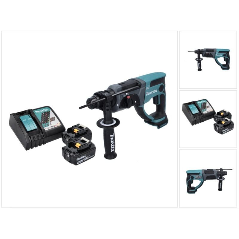 foto del prodotto dhr 202 rm 18 v 2,0 j sds plus martello a scalpello a batteria 2x batteria 4,0 ah ladegert - makita