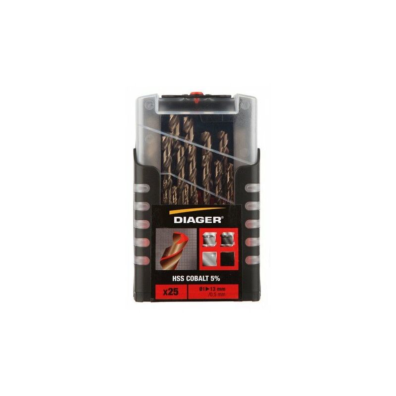 foto del prodotto diager set di punte hss cobalto 5 25 pezzi da 1 a 13 mm 707d