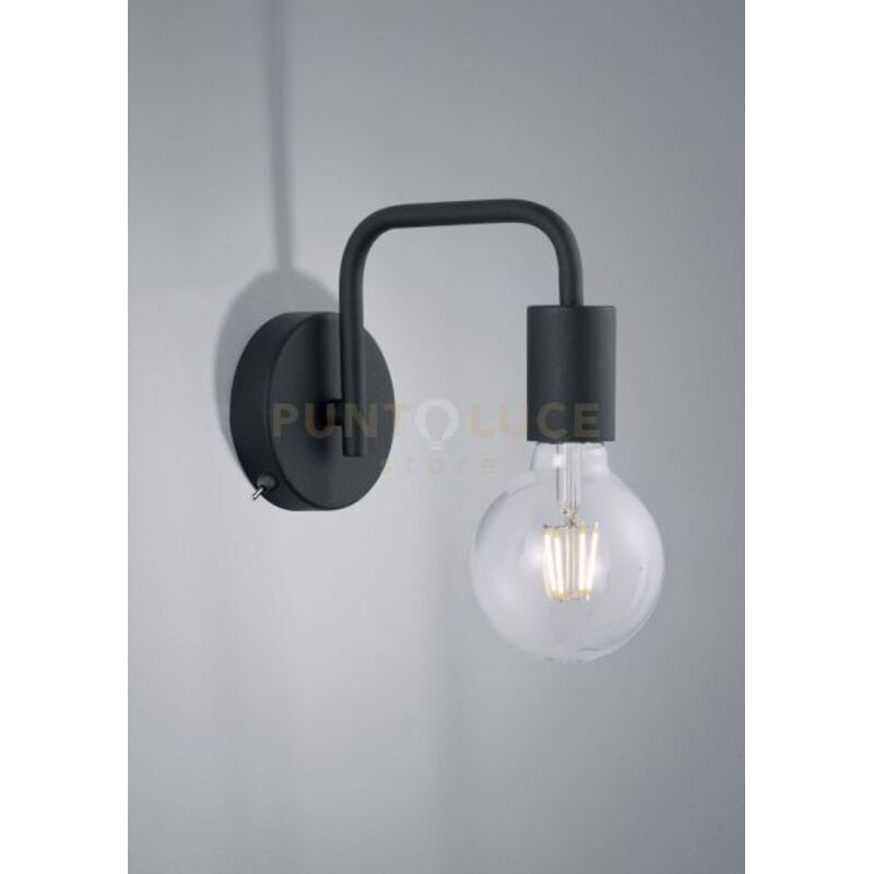 foto del prodotto diallo applique tubo metallo nero h.15cm 1 luce attacco e27