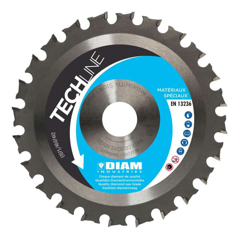 foto del prodotto diam industries disco diamantato 125 22,23 diam legno pvc plexi composito dcu125 22
