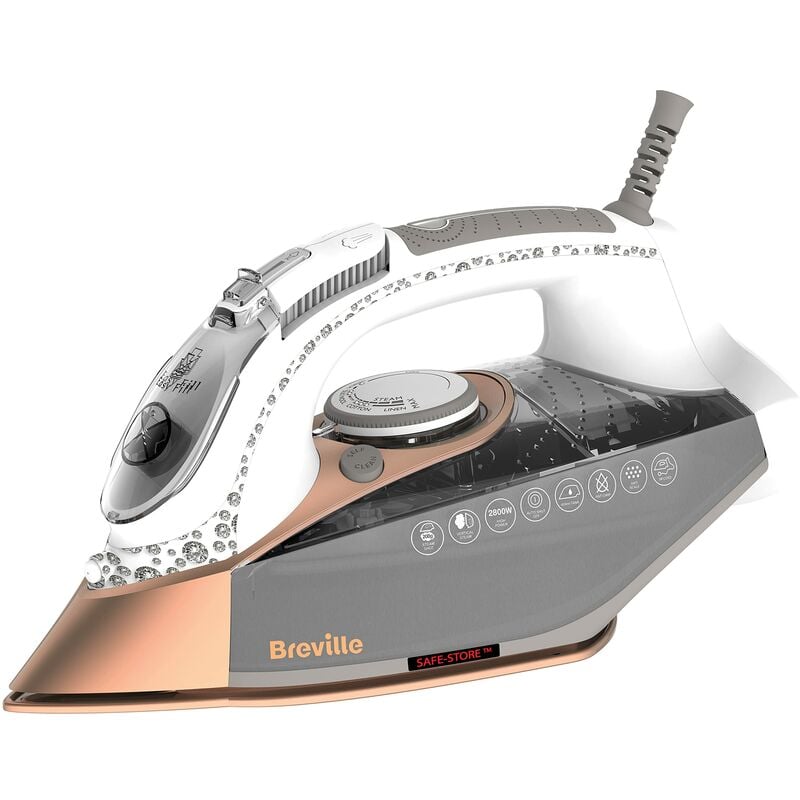 foto del prodotto diamondxpress 2800w ferro da stiro, piastra multidirezionale in ceramica diamantata, colpo 180 g, getto vapore verticale 60g min, auto spegnimento,
