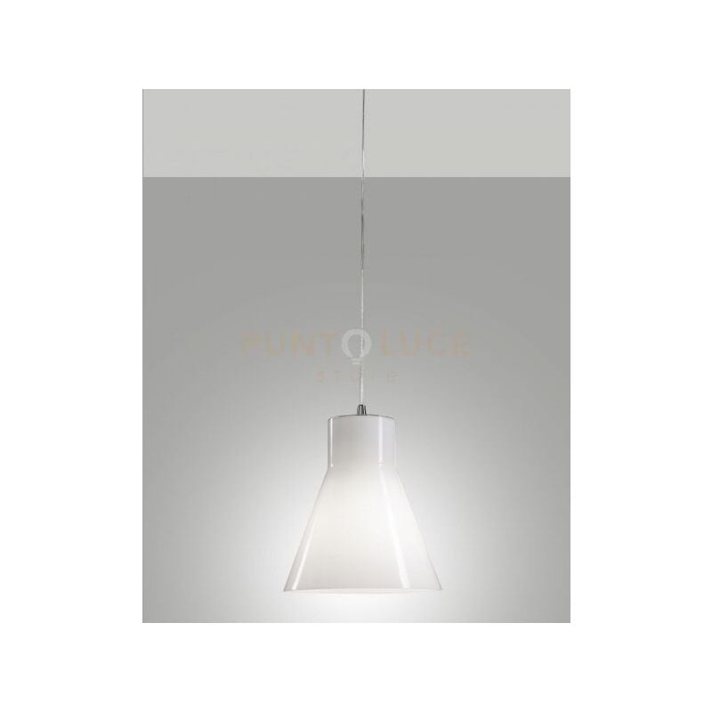 foto del prodotto diana lampadario a sospensione metallo cromato e vetro bianco 1 luce attacco e27 d.23cm