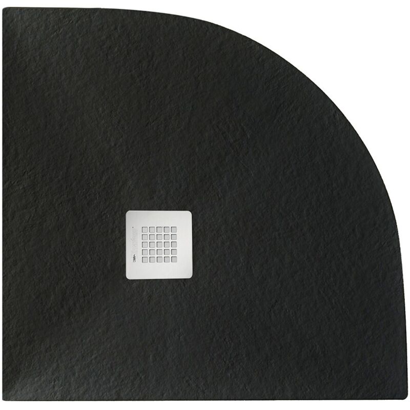 foto del prodotto dianhydro piatto doccia 90x90 cm effetto pietra marmoresina stone semicircolare nero grafite francia