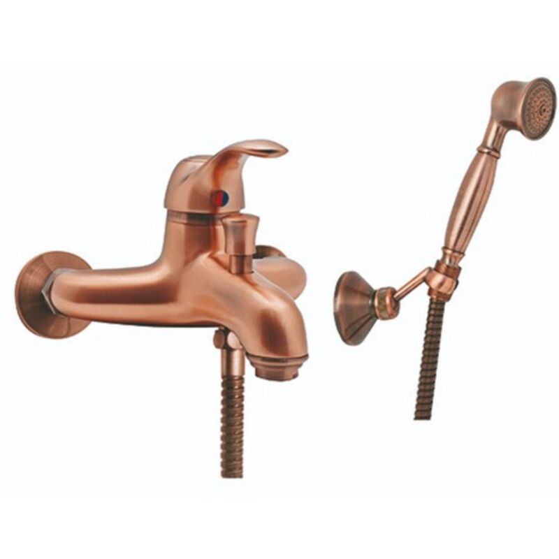 foto del prodotto dianhydro serie class gruppo vasca rubinetto monocomando con doccetta duplex ramato miscelatore