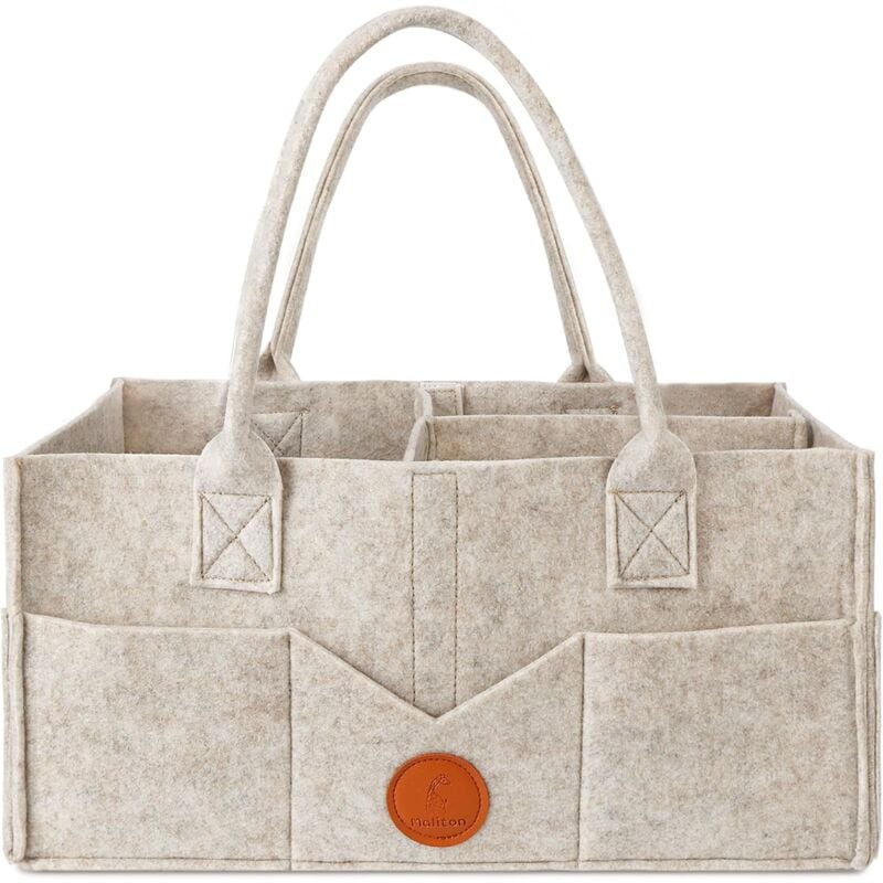 foto del prodotto diaper caddy, cestino porta pannolini per neonati, lavabile e robusto, con scomparti staccabili, colore cachi lablanc
