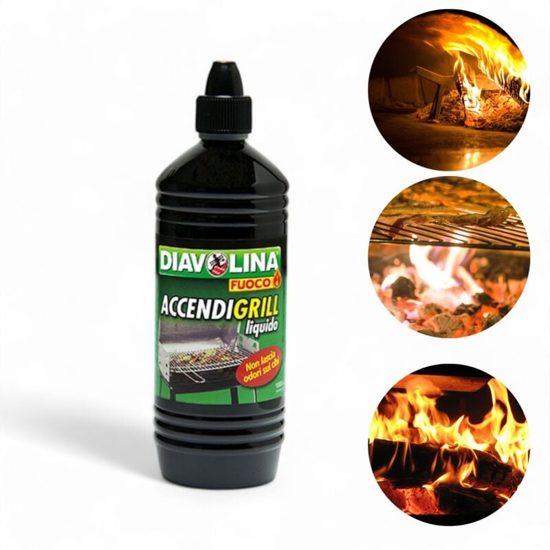 foto del prodotto diavolina accendi facilmente grill e barbecue con accendigrill liquido 1 litro sicuro e veloce utilizzo su carbonella e legna