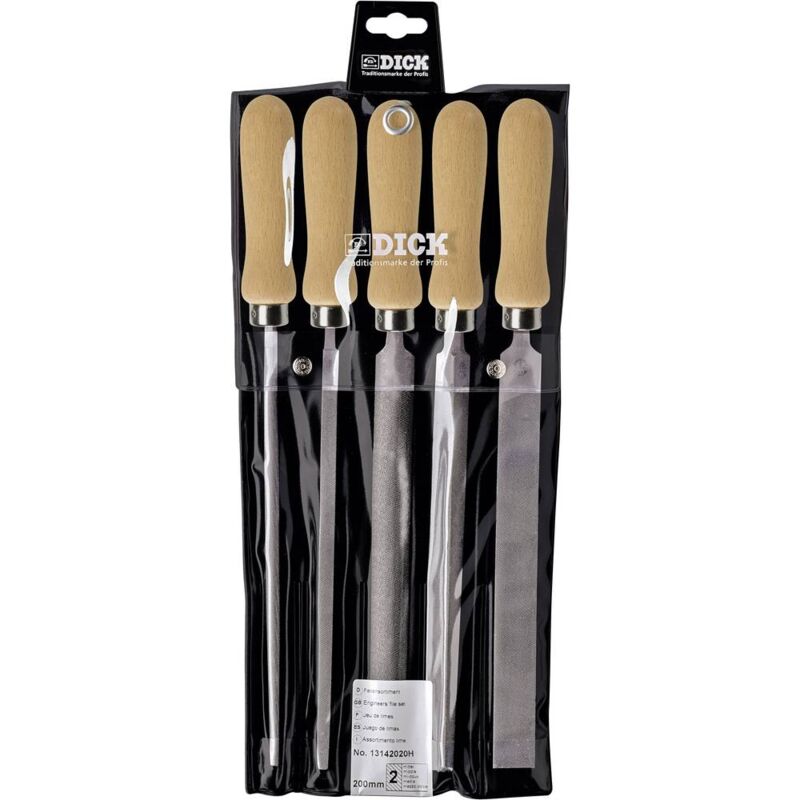 foto del prodotto dick 13142020h kit lime per officina 5pz. con impugnatura in legno lunghezza di taglio 200 mm 1 kit