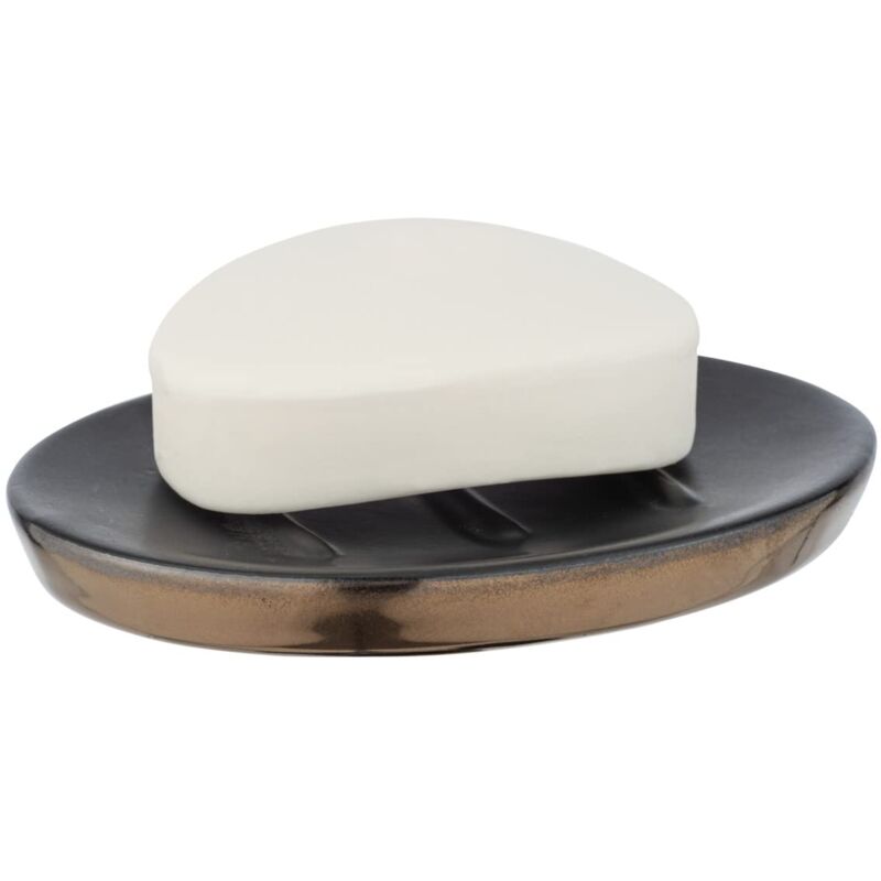 foto del prodotto die bessere idee brandol portasapone per sapone, ceramica, nero, 10 x 1.5 x 12 cm wenko