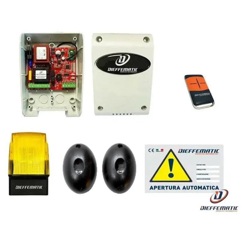 foto del prodotto dieffematic kit automazione per serrande completo di lampeggiante telecomando fotocellula