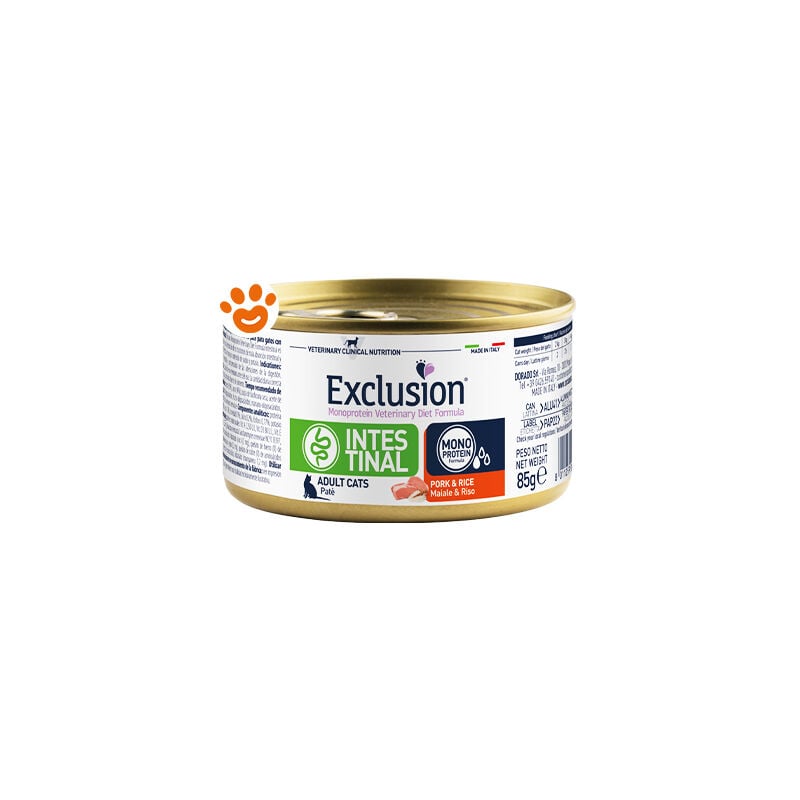 foto del prodotto diet intestinal per gatto con maiale e riso da 85 gr exclusion