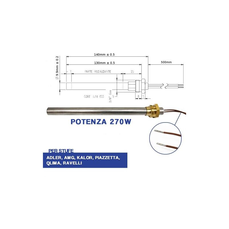 foto del prodotto diff candeletta accensione stufa pellet resistenza d 10 x 140 270w piazzetta 04040 