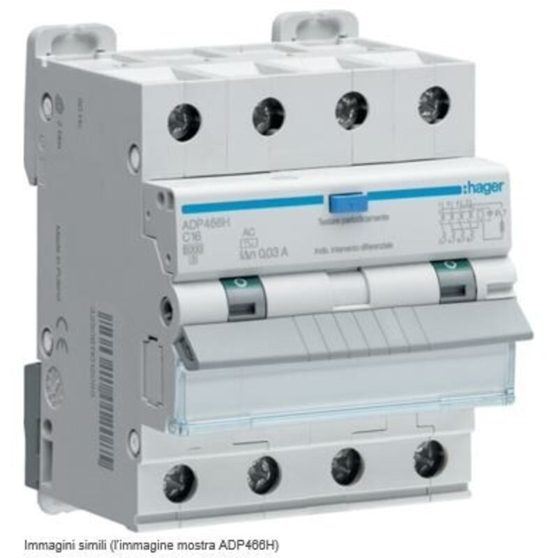 foto del prodotto differenziale magnetotermico 4p 30ma ac 40a 6ka c 4m hager cod. adp490h 