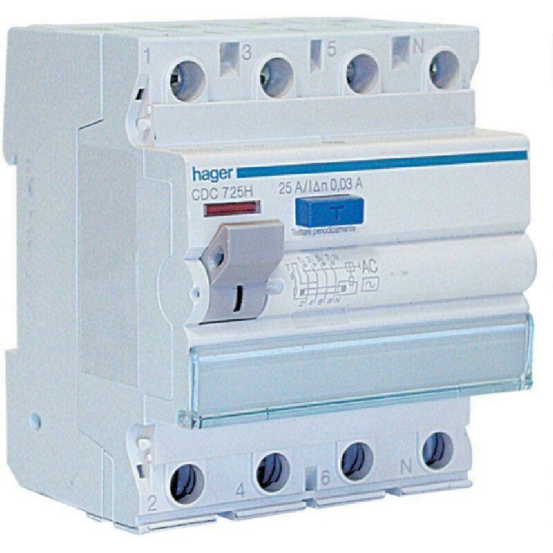 foto del prodotto differenziale modulare puro interruttore 4p 30 ma 25a 4moduli cdc725h hager