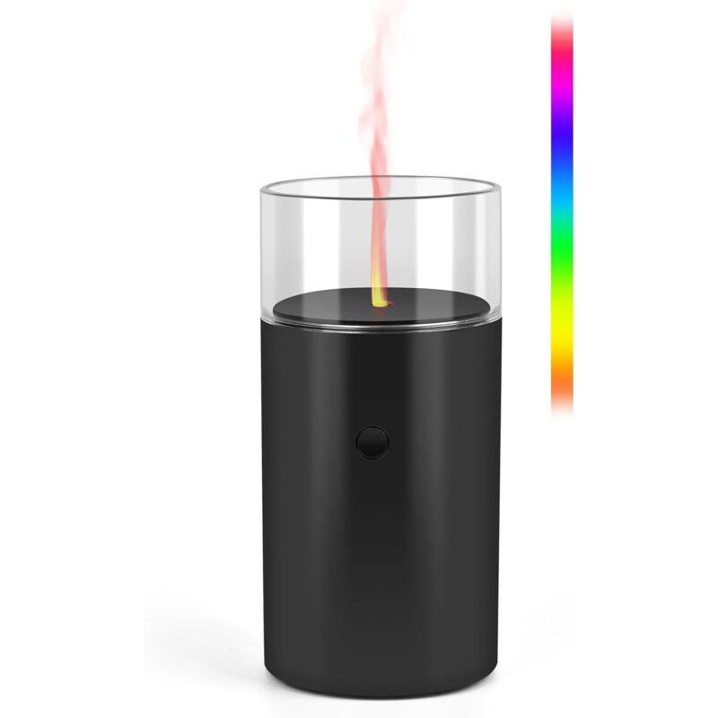 foto del prodotto diffusore di aromi a fiamma, diffusore senza fili ricaricabile per oli essenziali, diffusore di aromaterapia portatile 7 colori di luce, spegnimento
