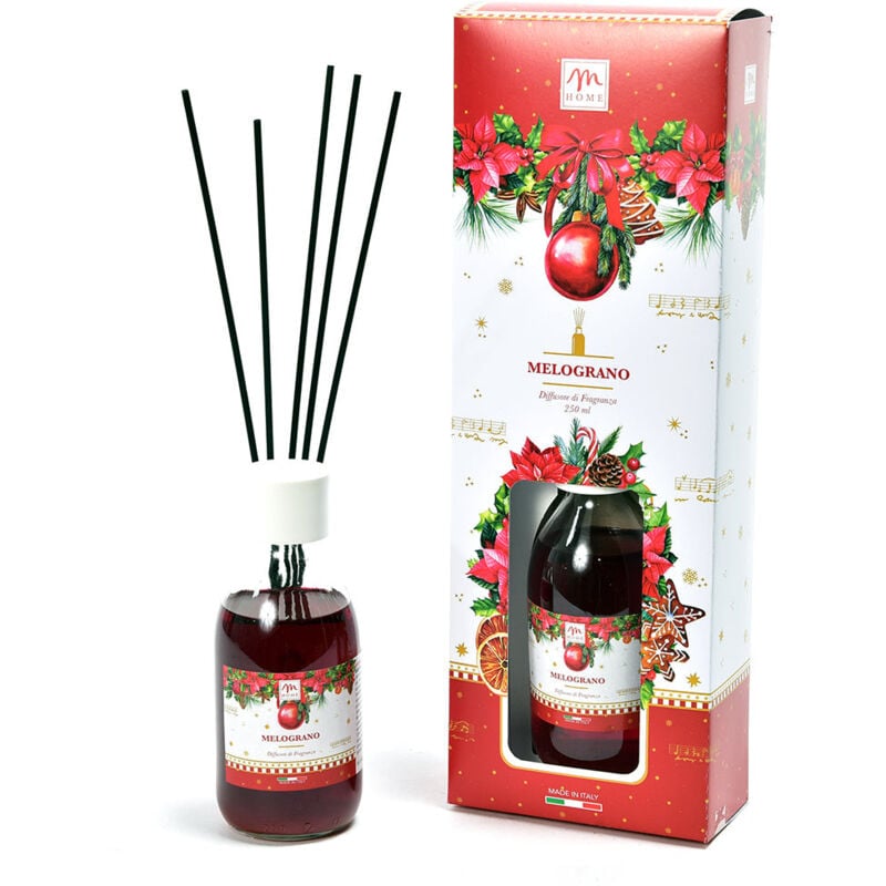 foto del prodotto diffusore di essenza 250ml melograno con bacchetti in cotone in scatola regalo