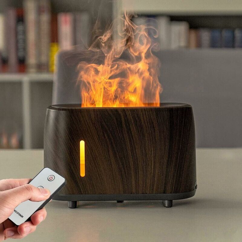 foto del prodotto diffusore di oli essenziali luce effetto fiamma, timer umidificatore e luminosit regolabile, controllo con telecomando per ufficio domestico, camera