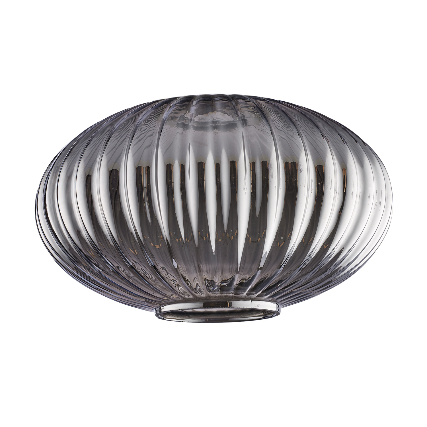 foto del prodotto diffusore in vetro soffiato grigio specchiato rigatura effetto plisse'