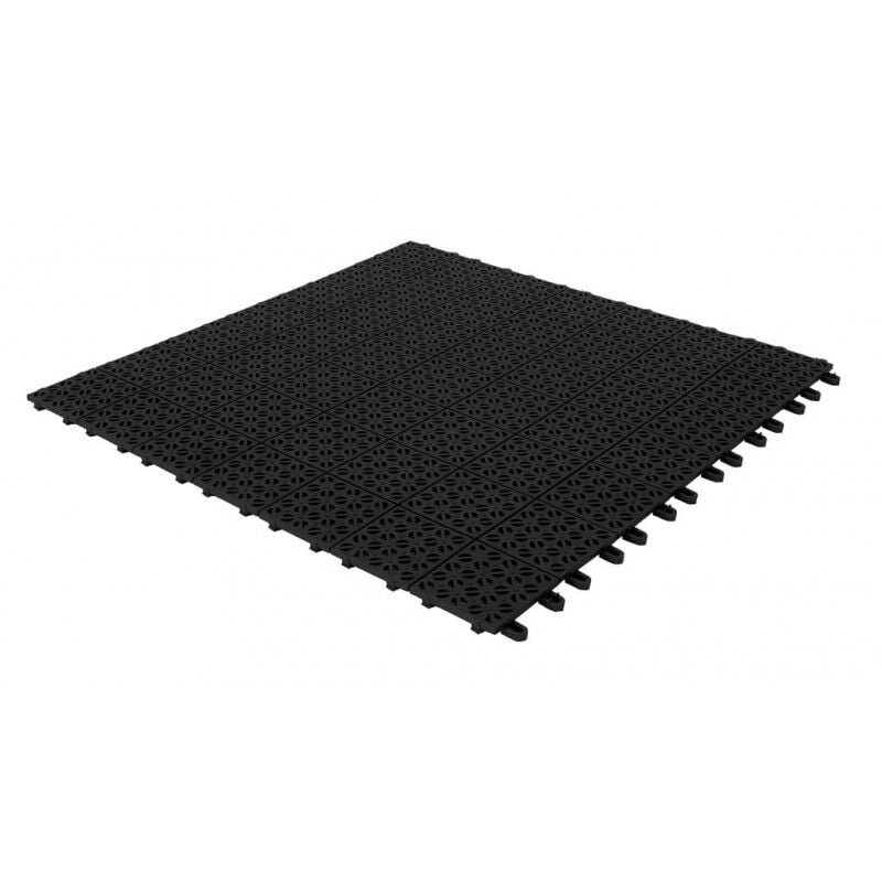 foto del prodotto digiplastics set da 9 piastrelle flessibili in plastica 55,5 x 55,5 cm da esterno, drenanti 2,7 m2 colore nero
