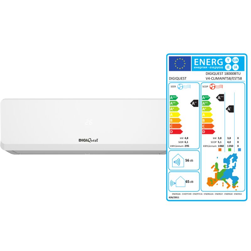 foto del prodotto digiquest kit clima unita interna unita esterna 18.000btu inverter v4 classe energetica a per il raffreddamento e a per il riscaldamento