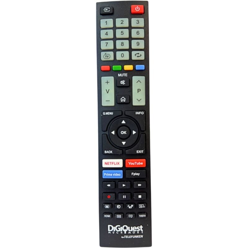 foto del prodotto digiquest telecomando compatibile con tv a marchio telefunken, vestel e beko tasti fluorescenti e dedicati alle piattaforme streaming i gi 