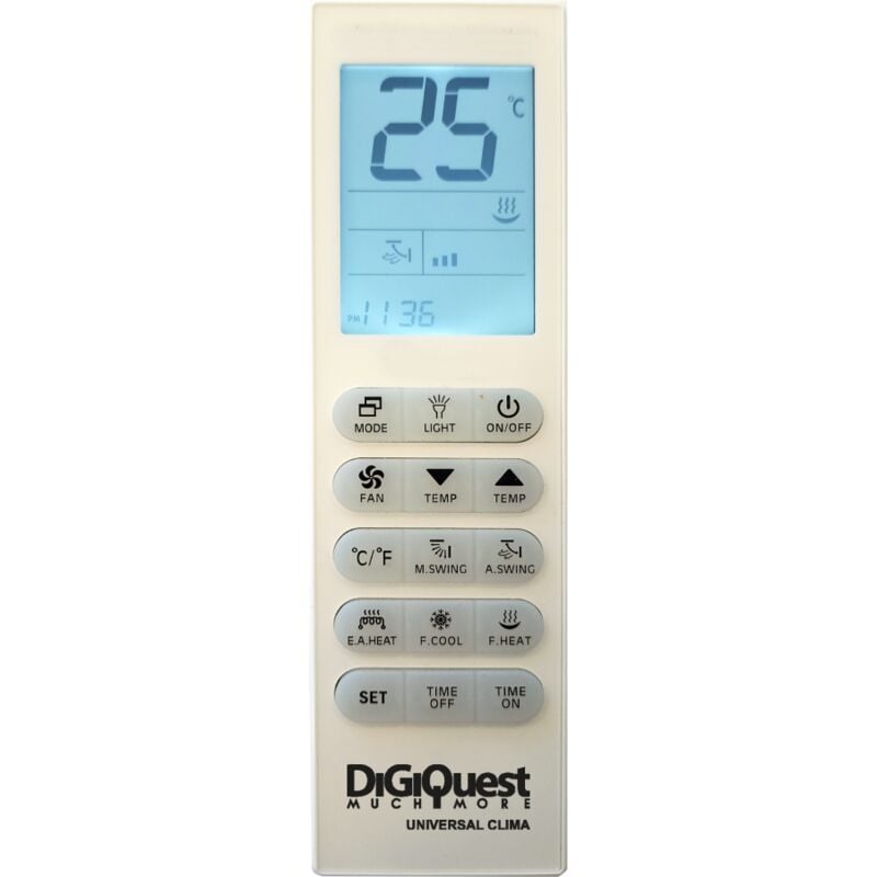 foto del prodotto digiquest telecomando universal clima compatibile con tutte le marche ampio display retroilluminato luce led regolatore di temperatura