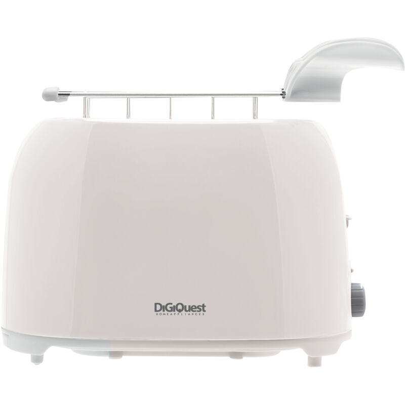 foto del prodotto digiquest tostapane con pinze toast up potenza 750w 2 scomparti 7 livelli di doratura design bianco con piedini antiscivolo