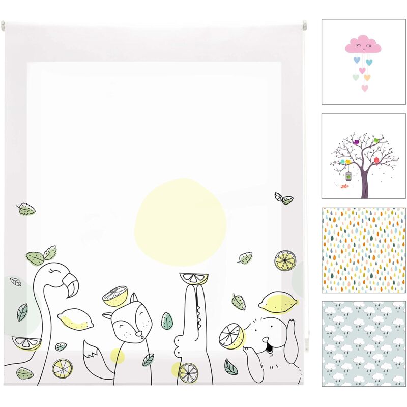 foto del prodotto digital kids tenda avvolgibile traslucida con stampa digitale modello zoolime 90 x 180 cm larghezza per altezza , dimensioni del tessuto 87 x 175 cm